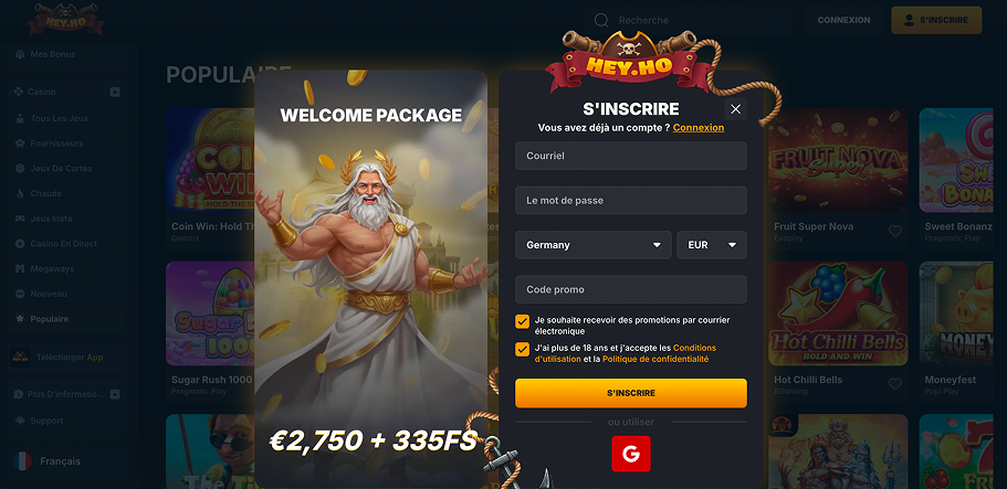 Connexion et inscription rapides sur Hey Ho Casino en Ligne 
