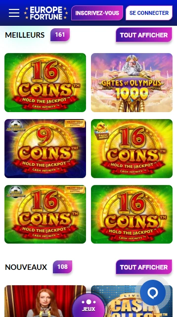 Jouer à les Meilleurs Machines à Sous au Europe Fortune Casino en Ligne pour Gagner !